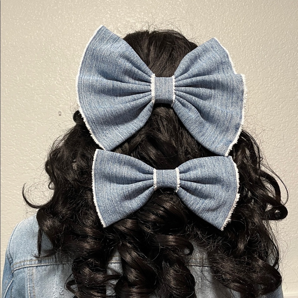 Denim Hairbow Bundle Lot Coquette Cottagecore Kawaii Preppy Western Bow Festival